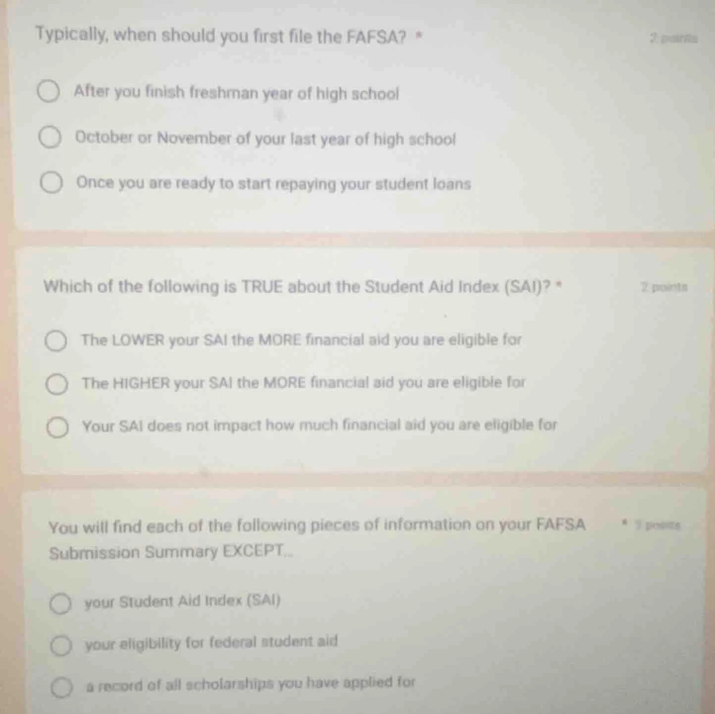 typically, when should you first file the fafsa? * after you finish fre…