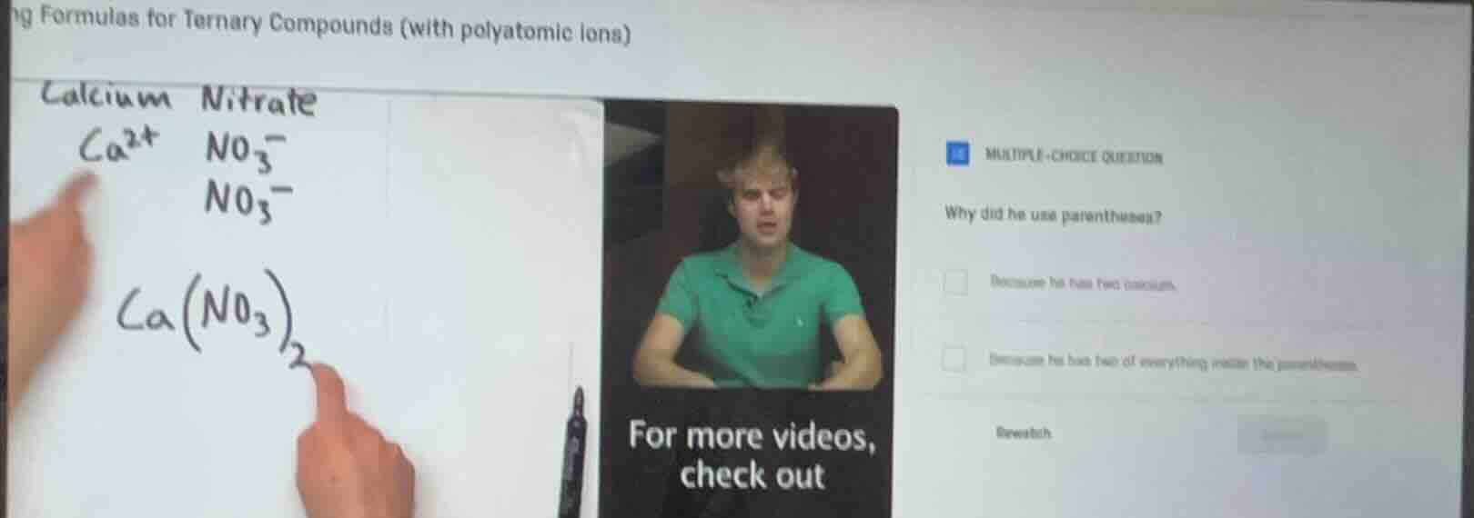 ng formulas for ternary compounds (with polyatomic lons) calcium nitrat…