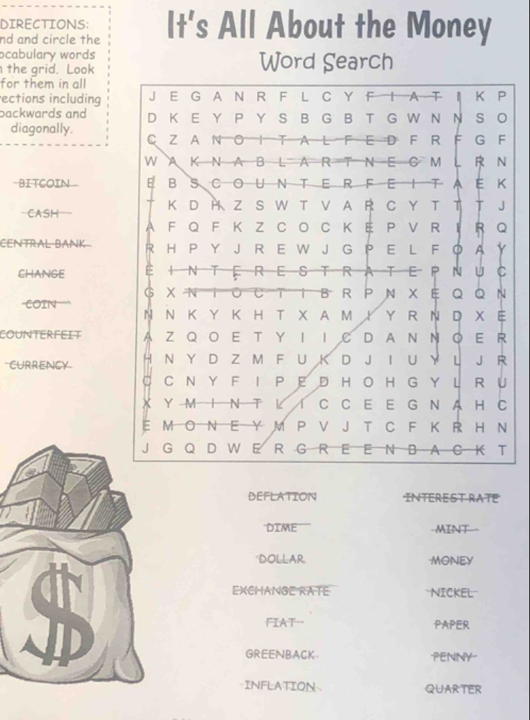 directions: nd and circle the ocabulary words the grid. look for them i…