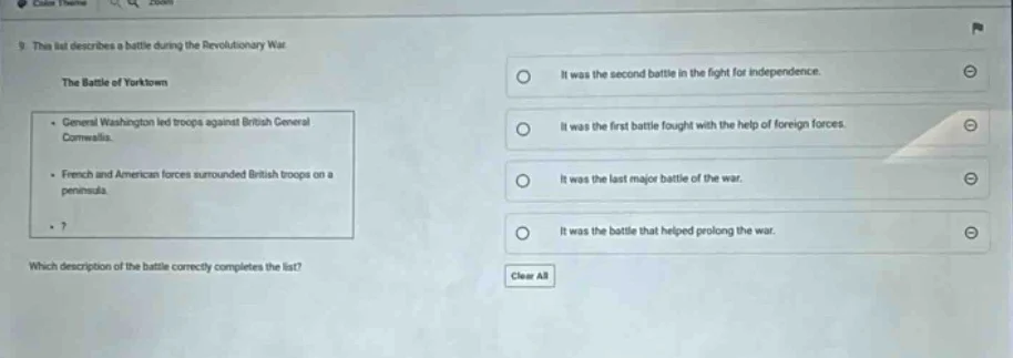 9. this list describes a battle during the revolutionary war. the battl…