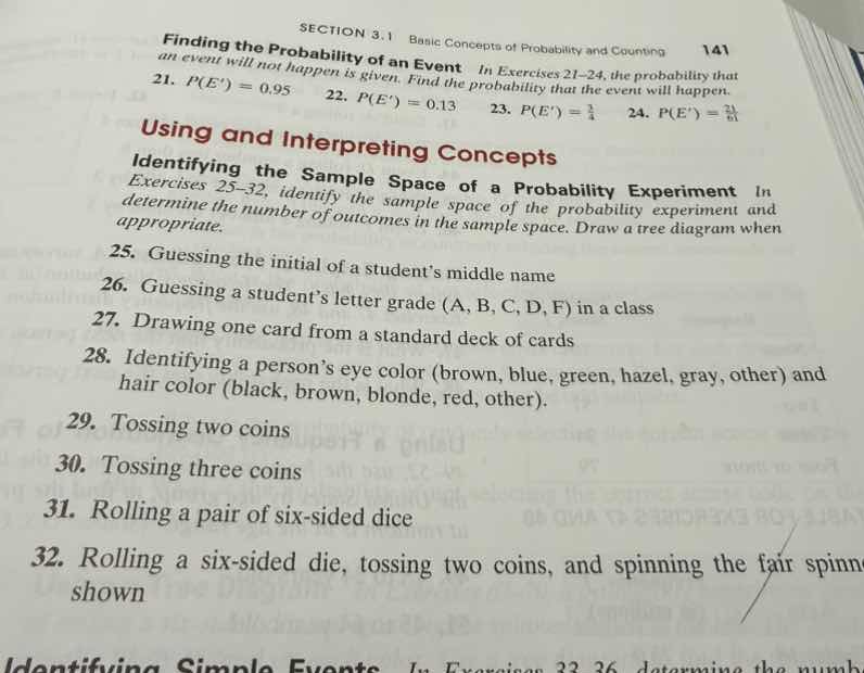 section 3.1 basic concepts of probability and counting 141 finding the …