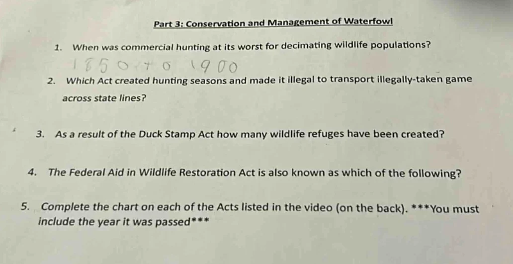 part 3: conservation and management of waterfowl 1. when was commercial…
