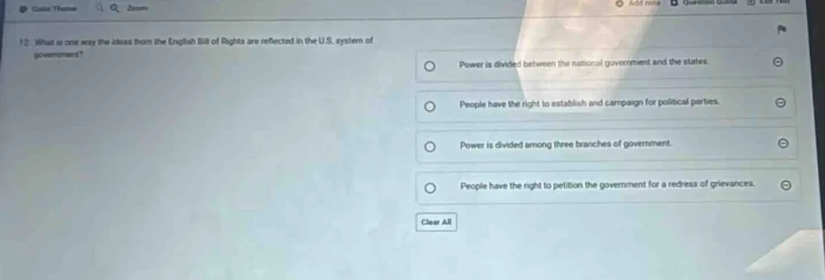 12. in what one way the ideas from the english bill of rights are refle…