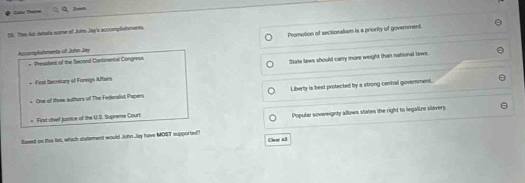 20. this list details some of john jays accomplishments. accomplishment…