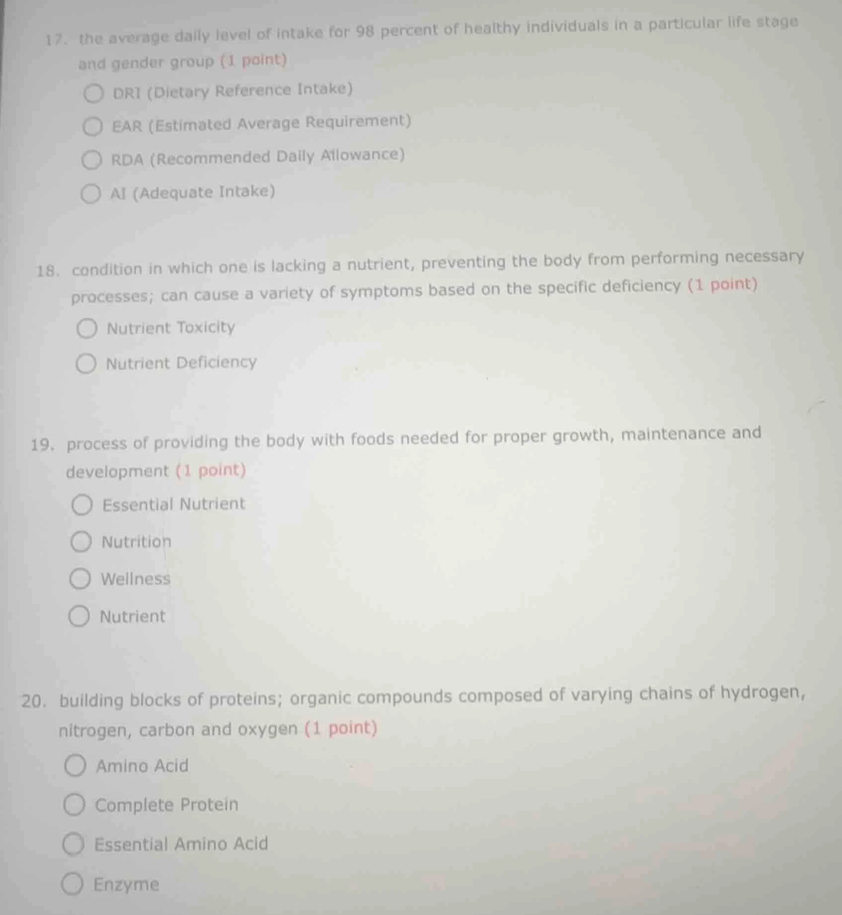 17. the average daily level of intake for 98 percent of healthy individ…