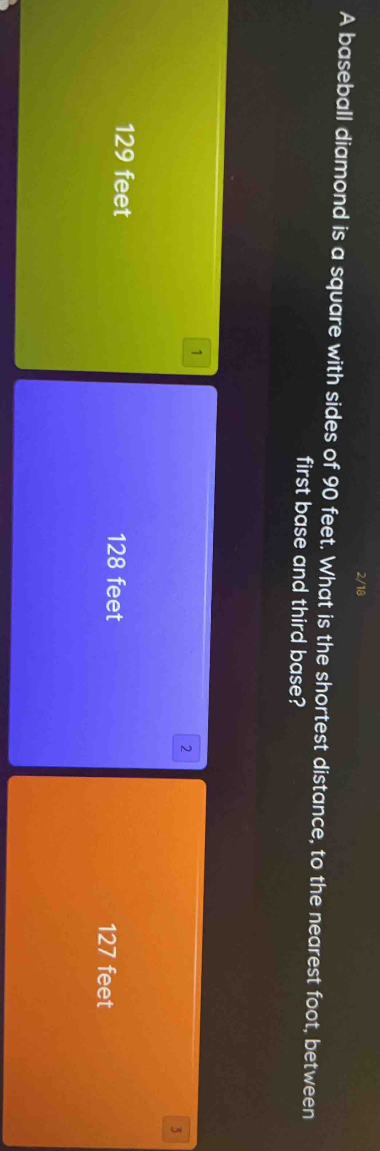 a baseball diamond is a square with sides of 90 feet. what is the short…