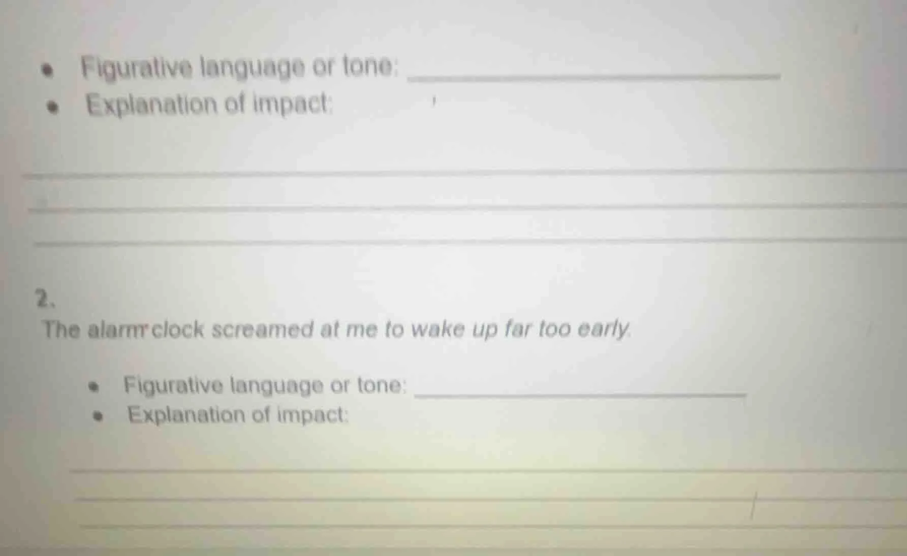 • figurative language or tone: • explanation of impact: 2. the alarm cl…