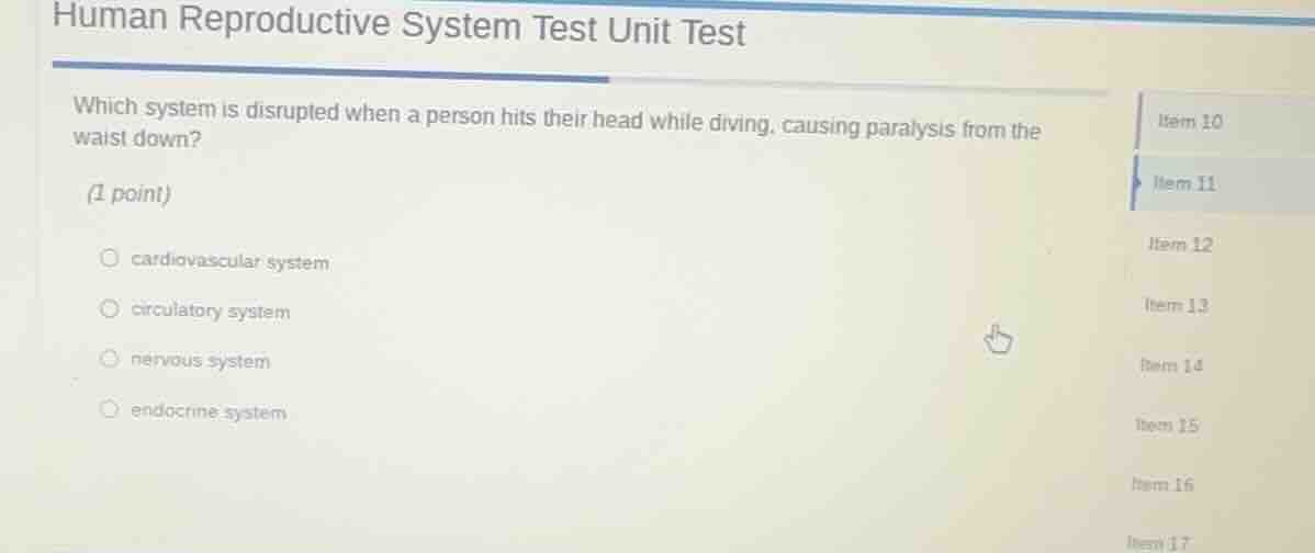 human reproductive system test unit test which system is disrupted when…