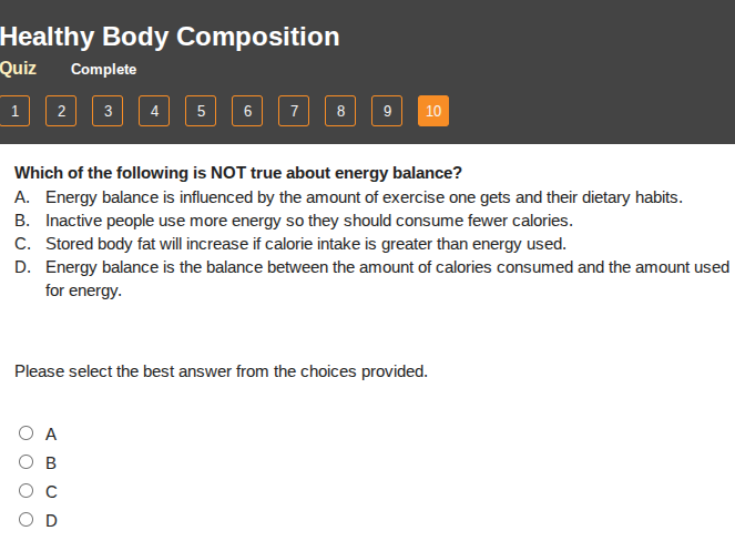 healthy body composition quiz complete 1 2 3 4 5 6 7 8 9 10 which of th…