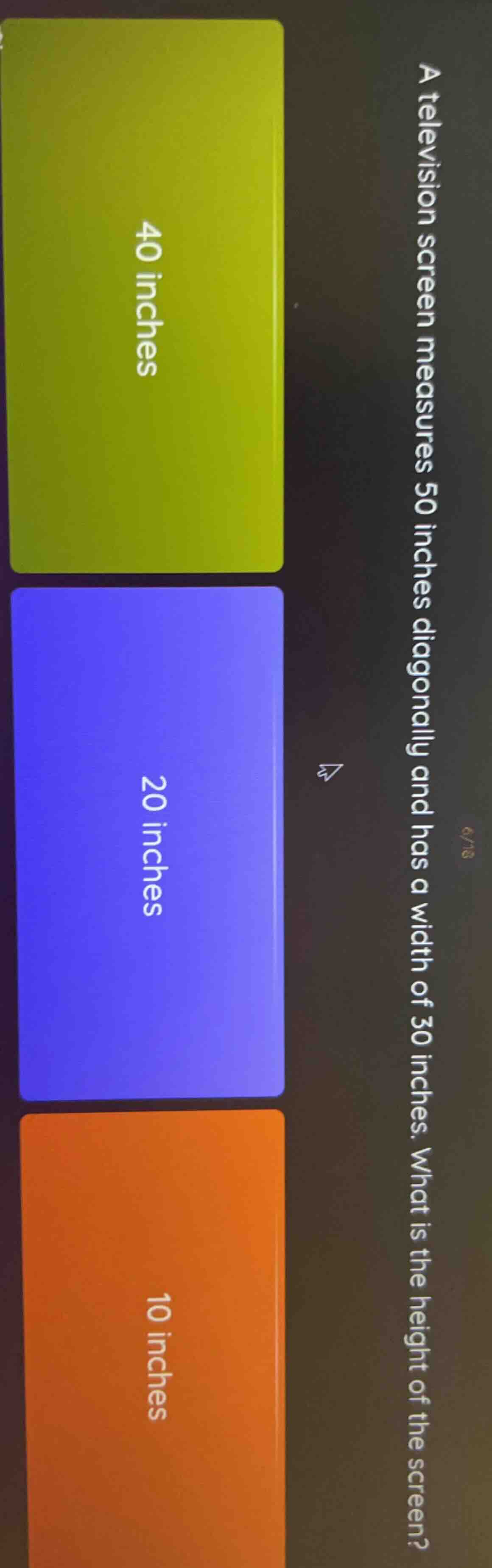 a television screen measures 50 inches diagonally and has a width of 30…