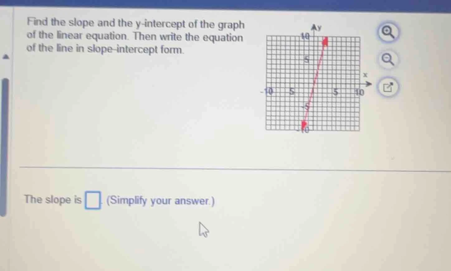 find the slope and the y - intercept of the graph of the linear equatio…