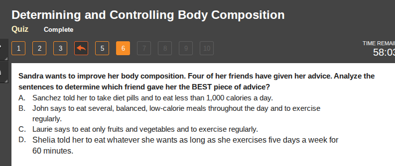 sandra wants to improve her body composition. four of her friends have …