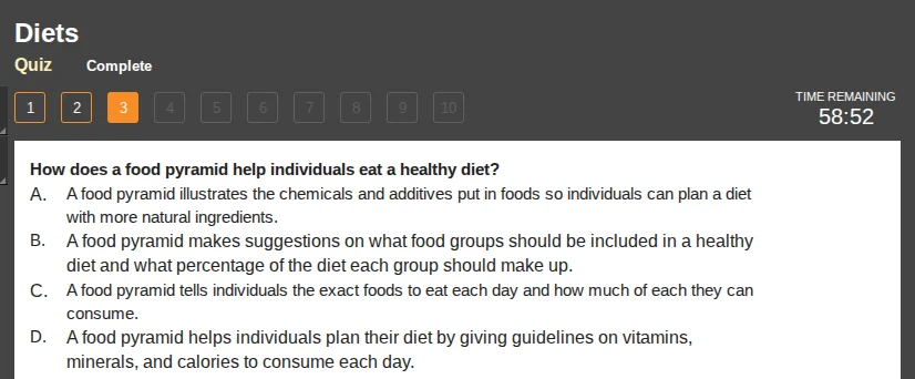 how does a food pyramid help individuals eat a healthy diet? a. a food …