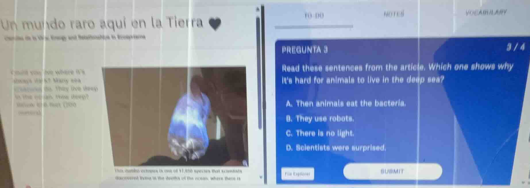 un mundo raro aquí en la tierra pregunta 3 read these sentences from th…