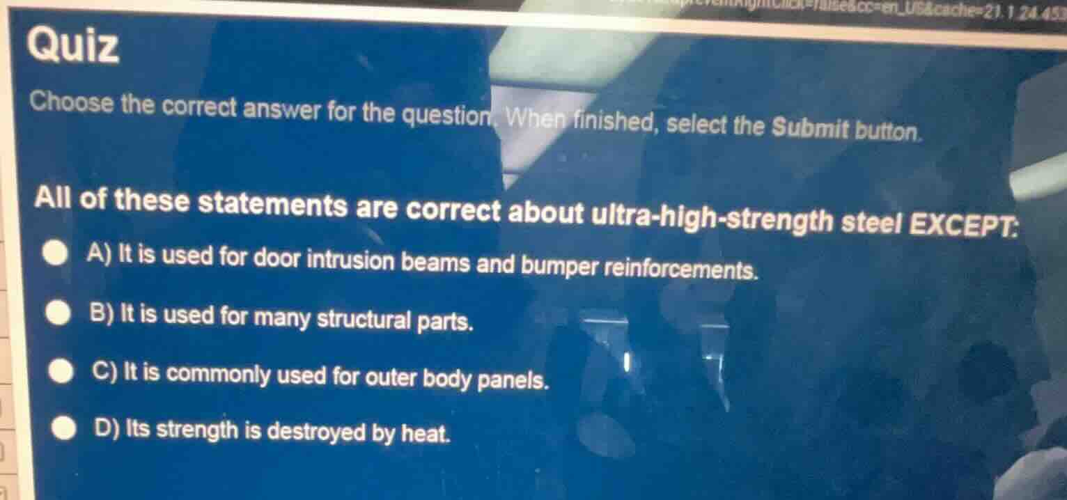 quiz choose the correct answer for the question. when finished, select …