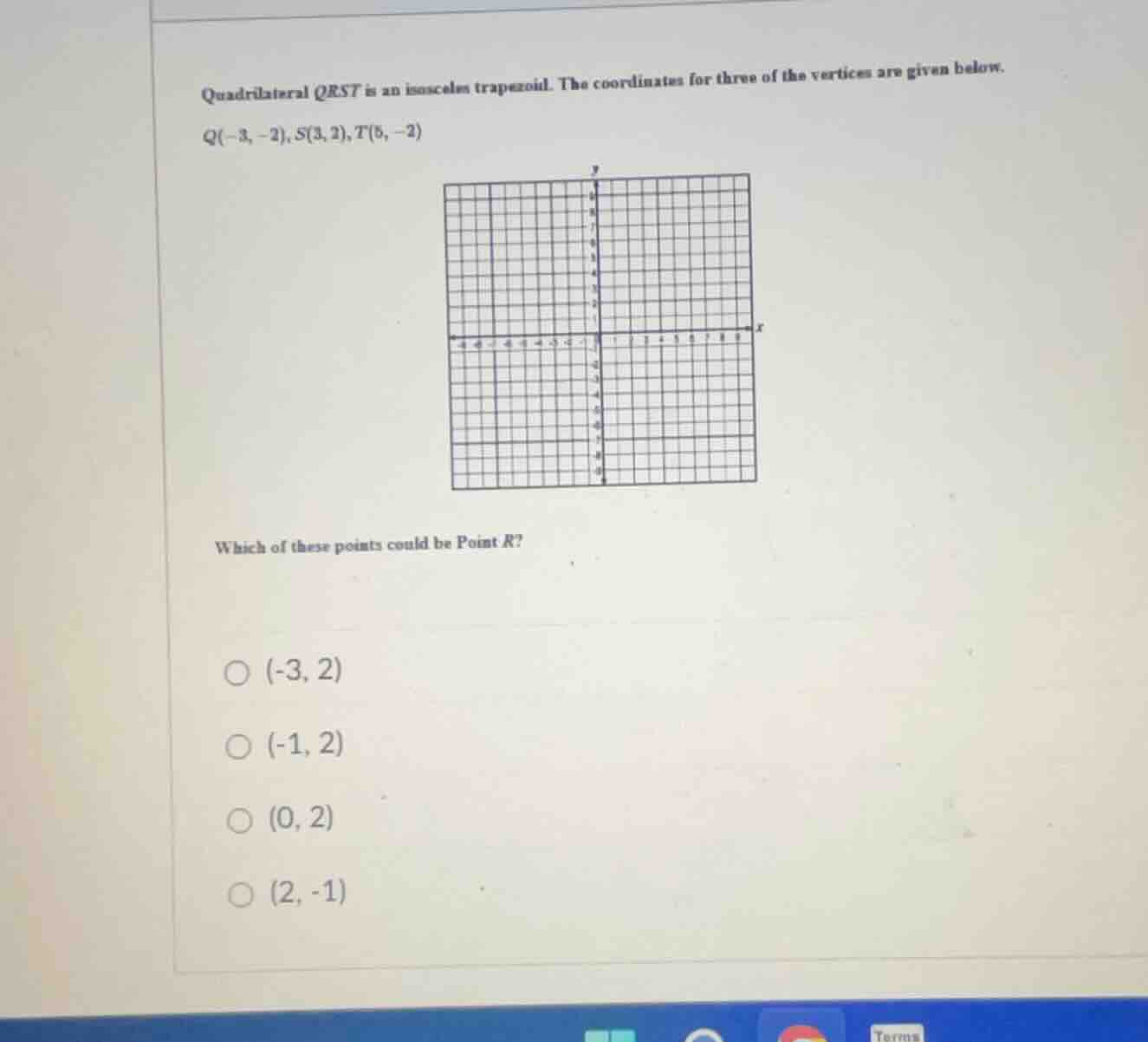 quadrilateral qrst is an isosceles trapezoid. the coordinates for three…