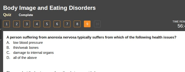 a person suffering from anorexia nervosa typically suffers from which o…