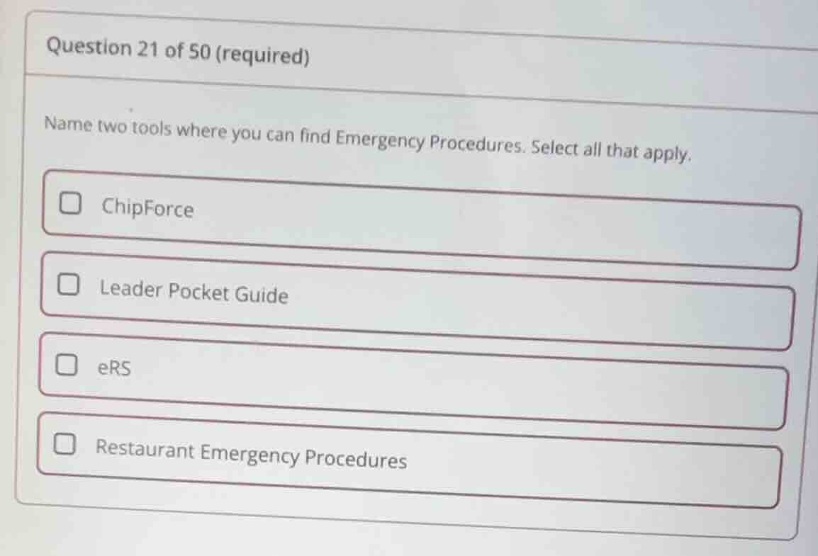 question 21 of 50 (required) name two tools where you can find emergenc…