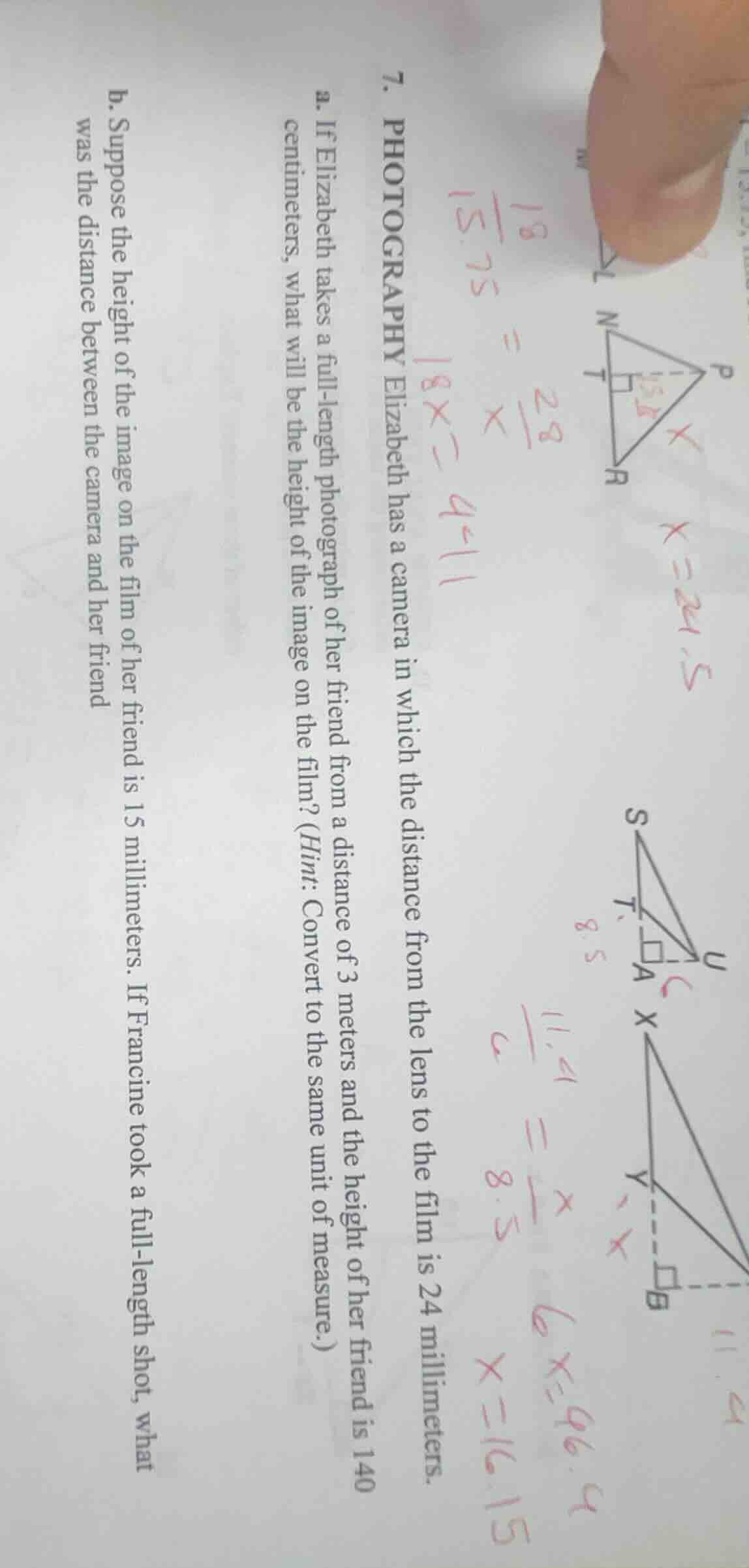 7. photography elizabeth has a camera in which the distance from the le…