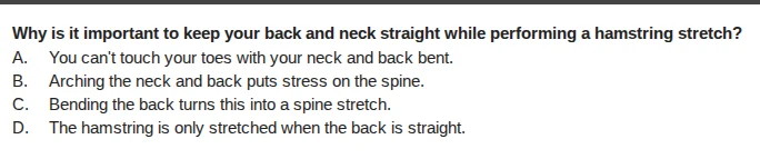 why is it important to keep your back and neck straight while performin…