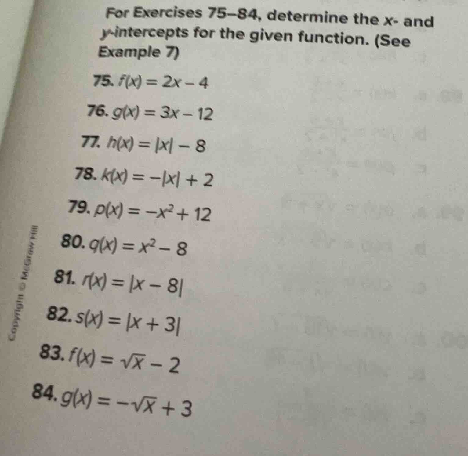 for exercises 75–84, determine the x- and y-intercepts for the given fu…