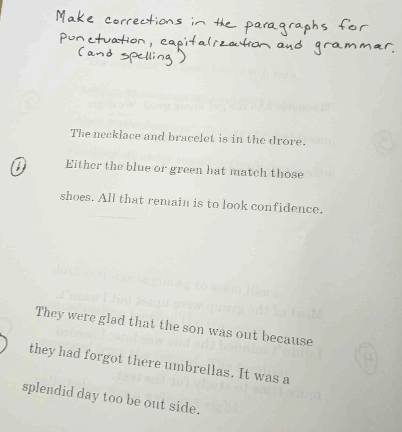 make corrections in the paragraphs for punctuation, capitalization and …