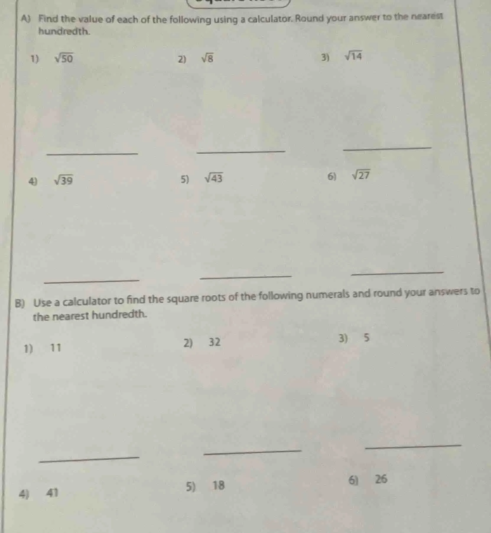 a) find the value of each of the following using a calculator. round yo…