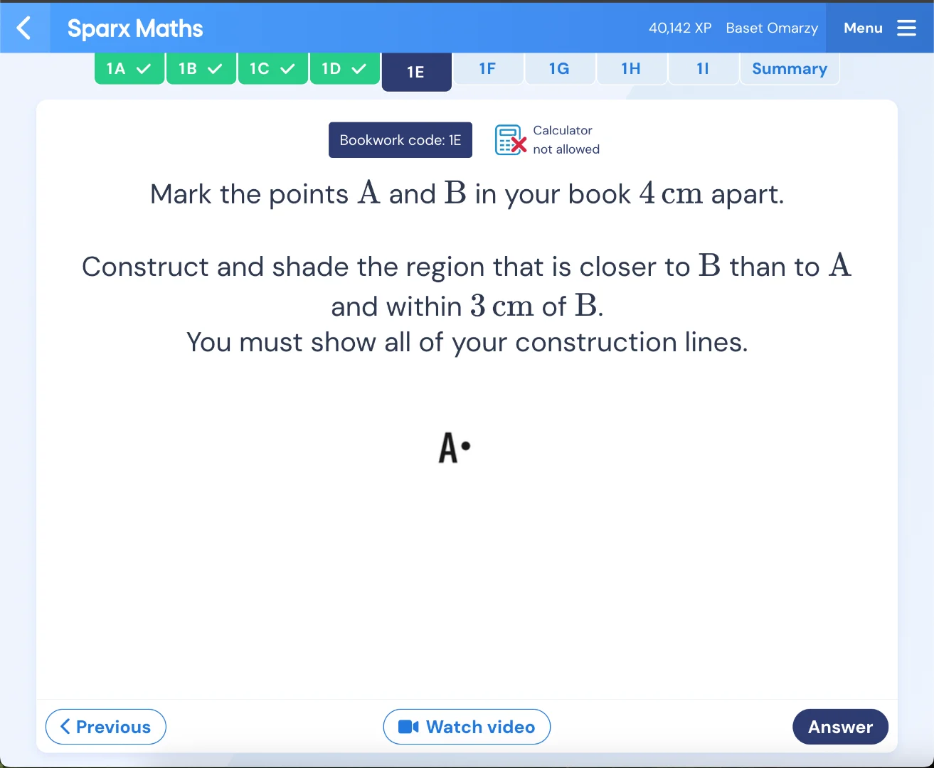 bookwork code: 1e calculator not allowed mark the points a and b in you…