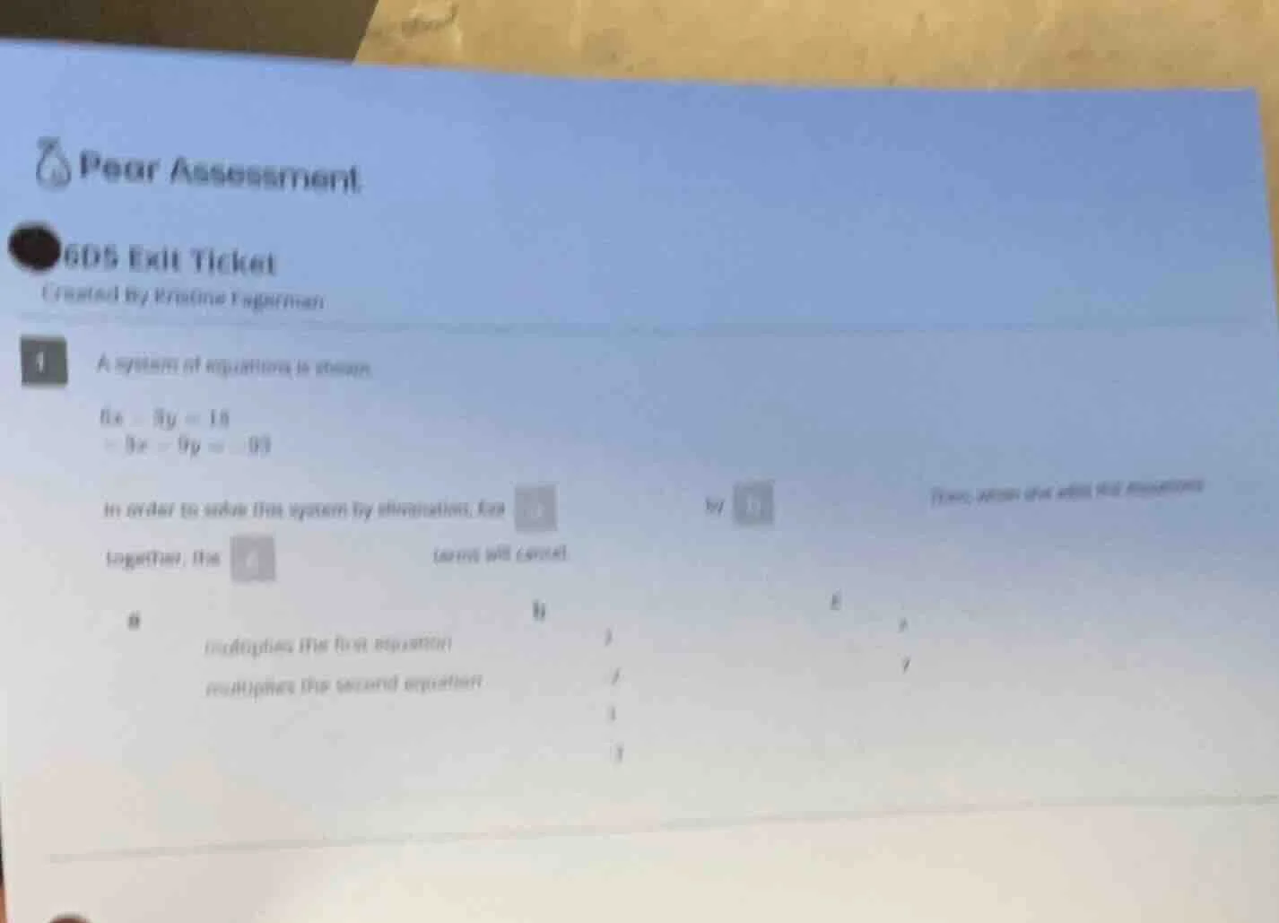 pear assessment 6d5 exit ticket created by kristine ingbernan 1 a syste…