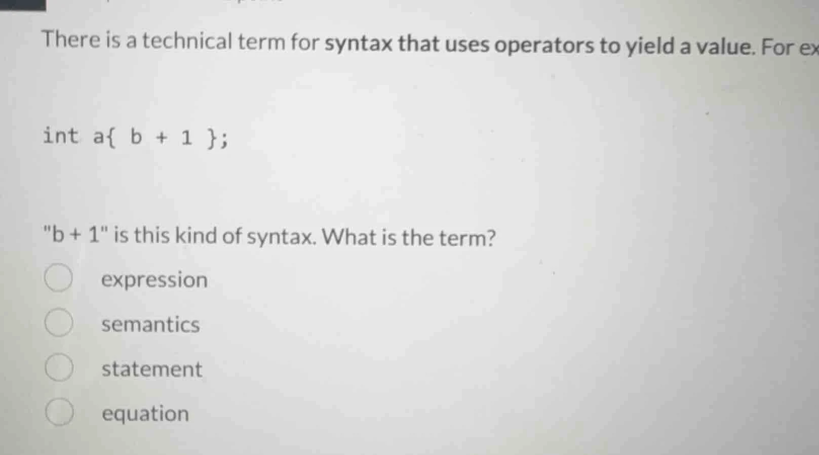 there is a technical term for syntax that uses operators to yield a val…