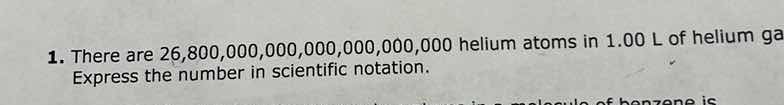 1. there are 26,800,000,000,000,000,000,000 helium atoms in 1.00 l of h…