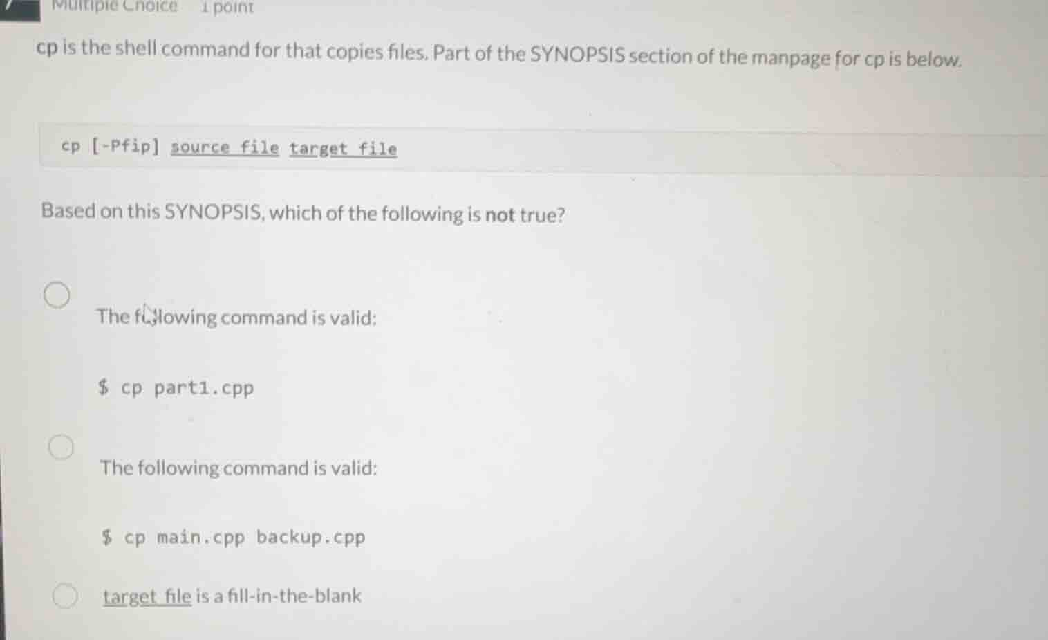 cp is the shell command for that copies files. part of the synopsis sec…