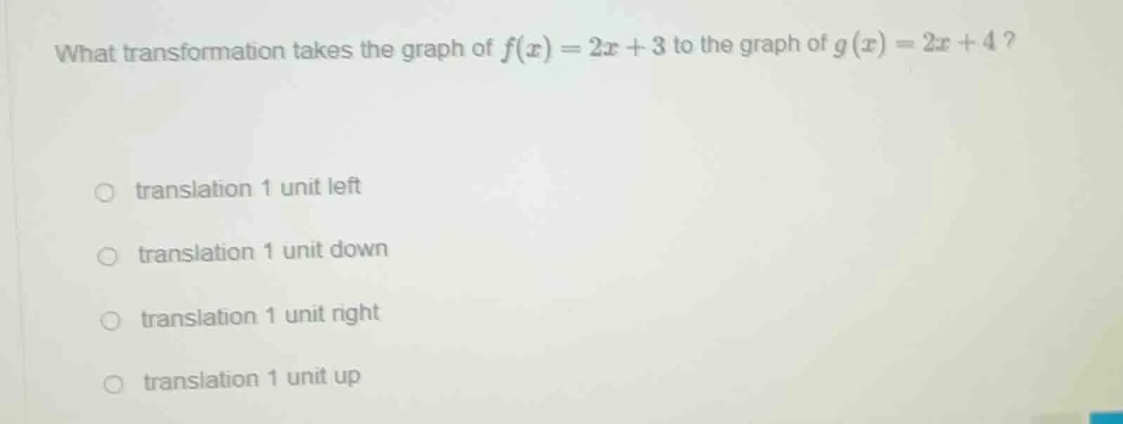 what transformation takes the graph of $f(x) = 2x + 3$ to the graph of …