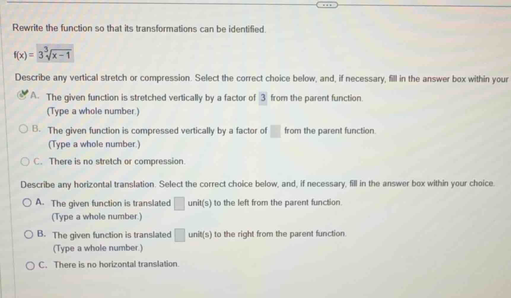 rewrite the function so that its transformations can be identified.\\(f…