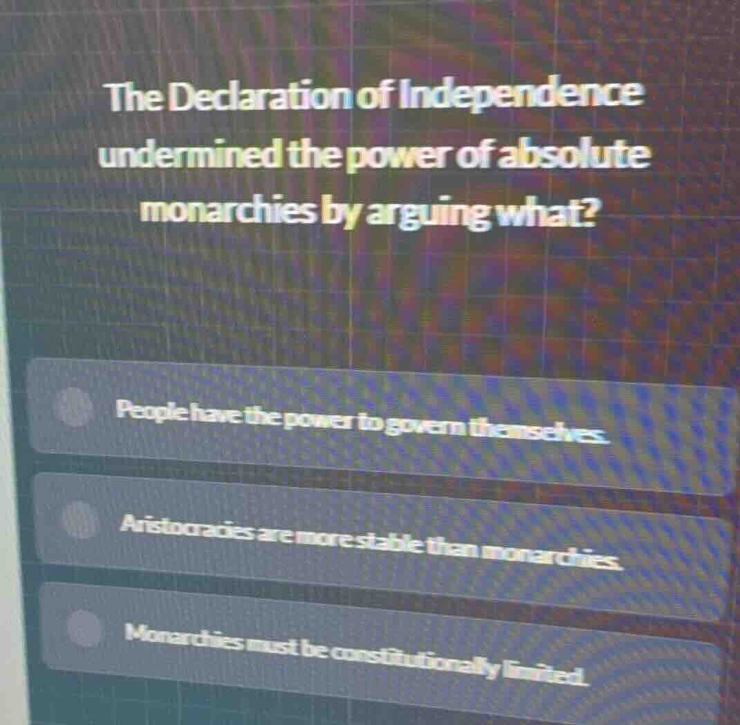 the declaration of independence undermined the power of absolute monarc…