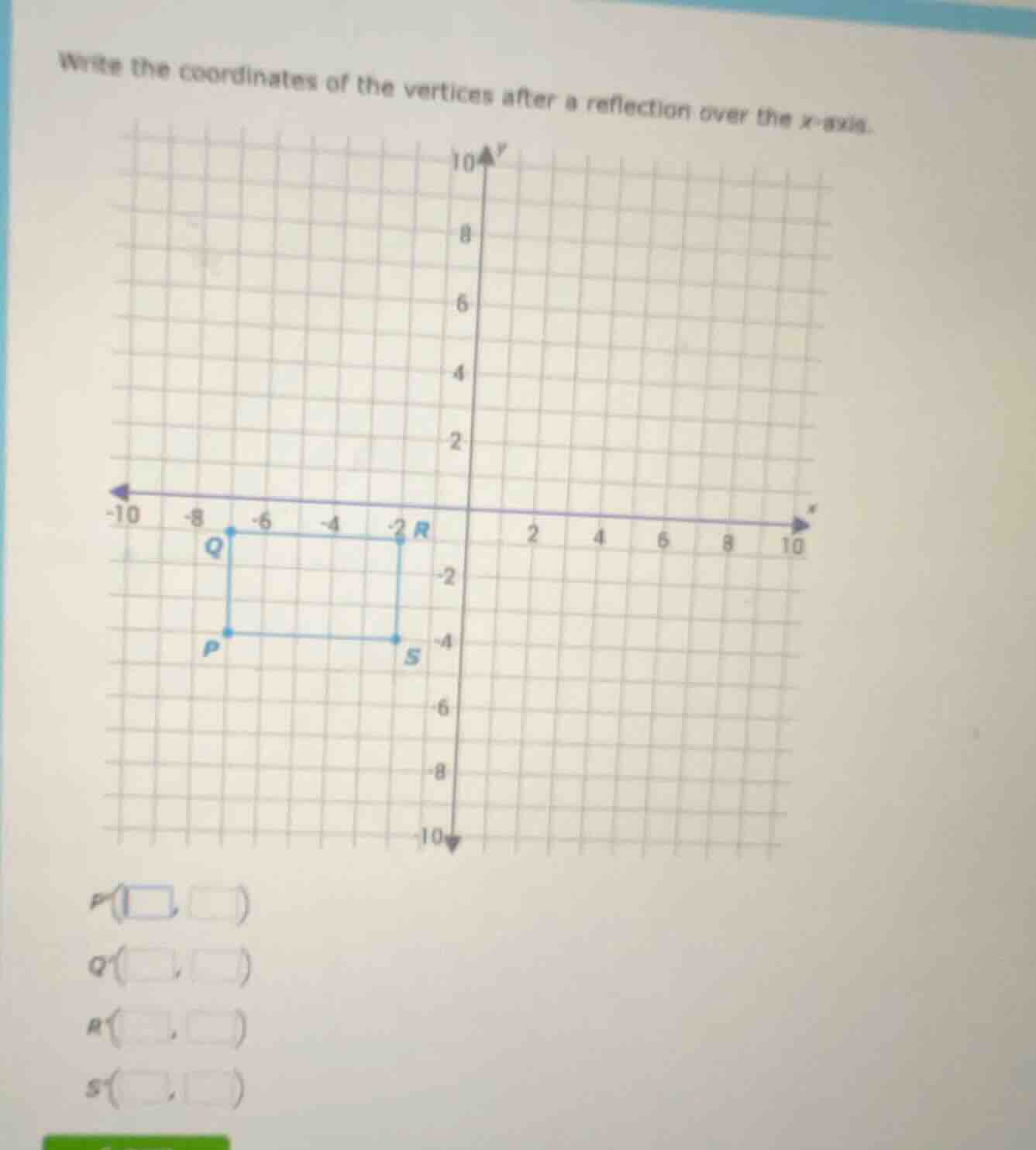 write the coordinates of the vertices after a reflection over the x - a…