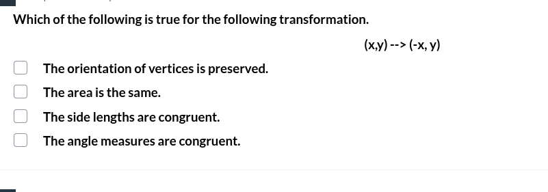 which of the following is true for the following transformation. (x,y)-…