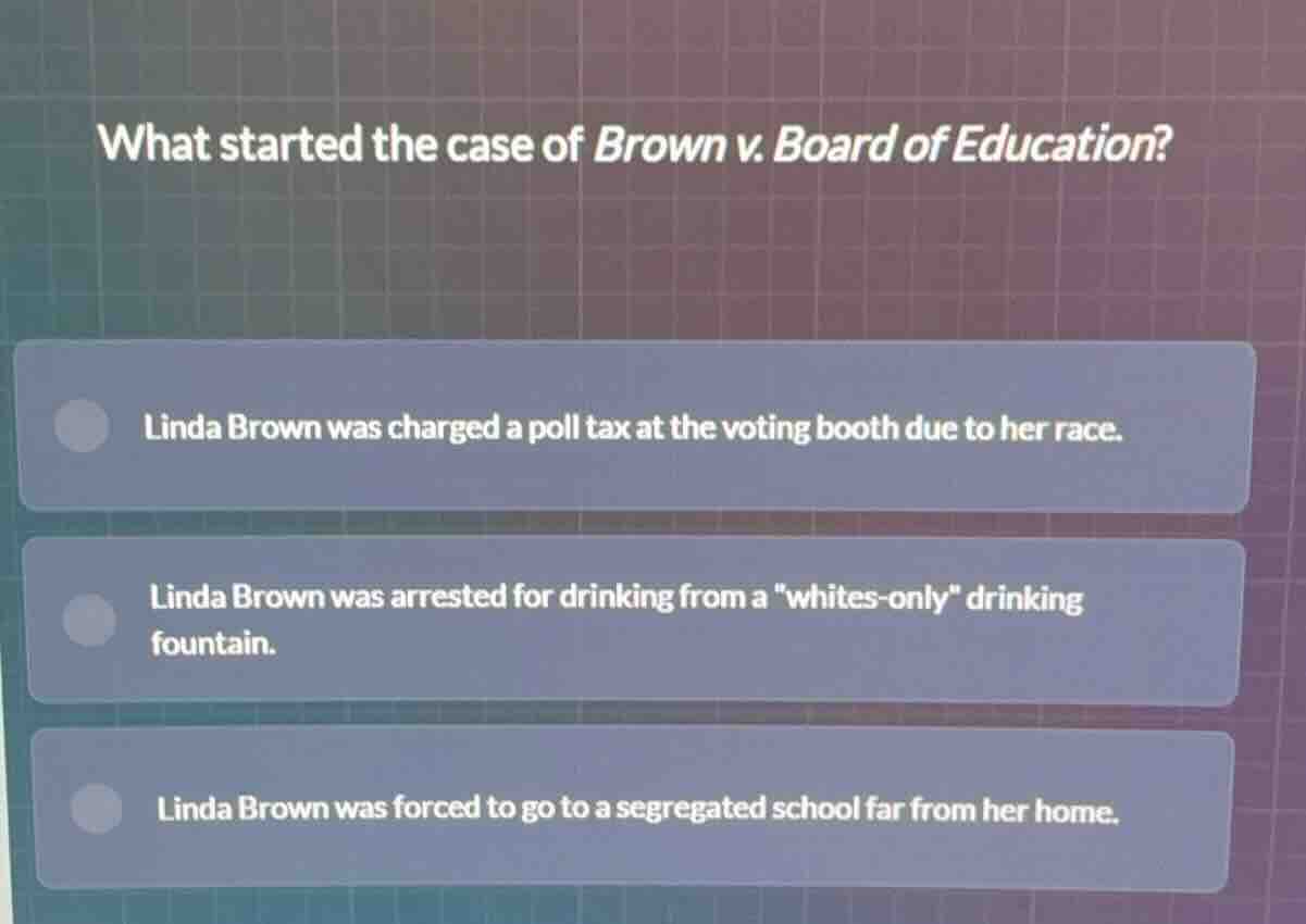 what started the case of brown v. board of education? linda brown was c…