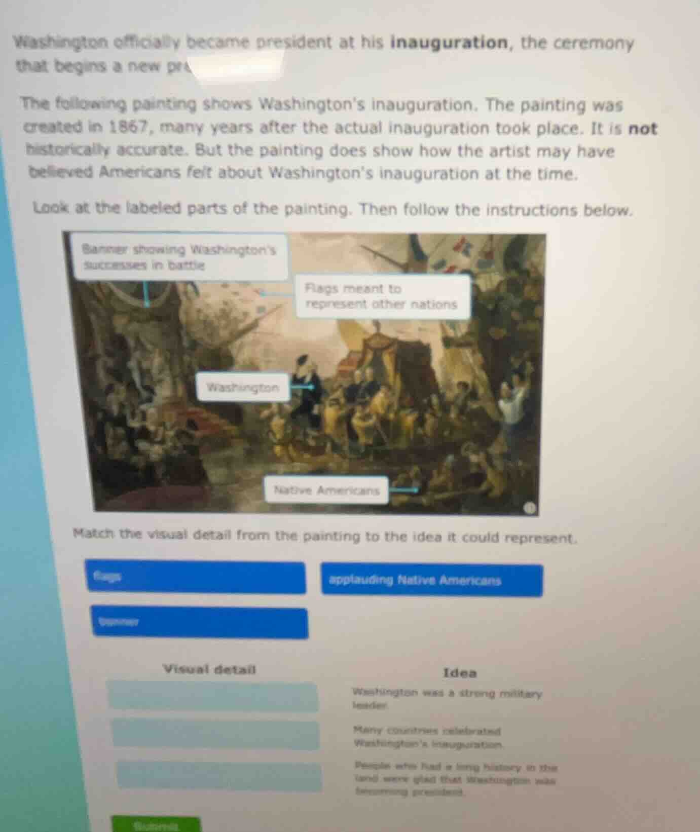 washington officially became president at his inauguration, the ceremon…