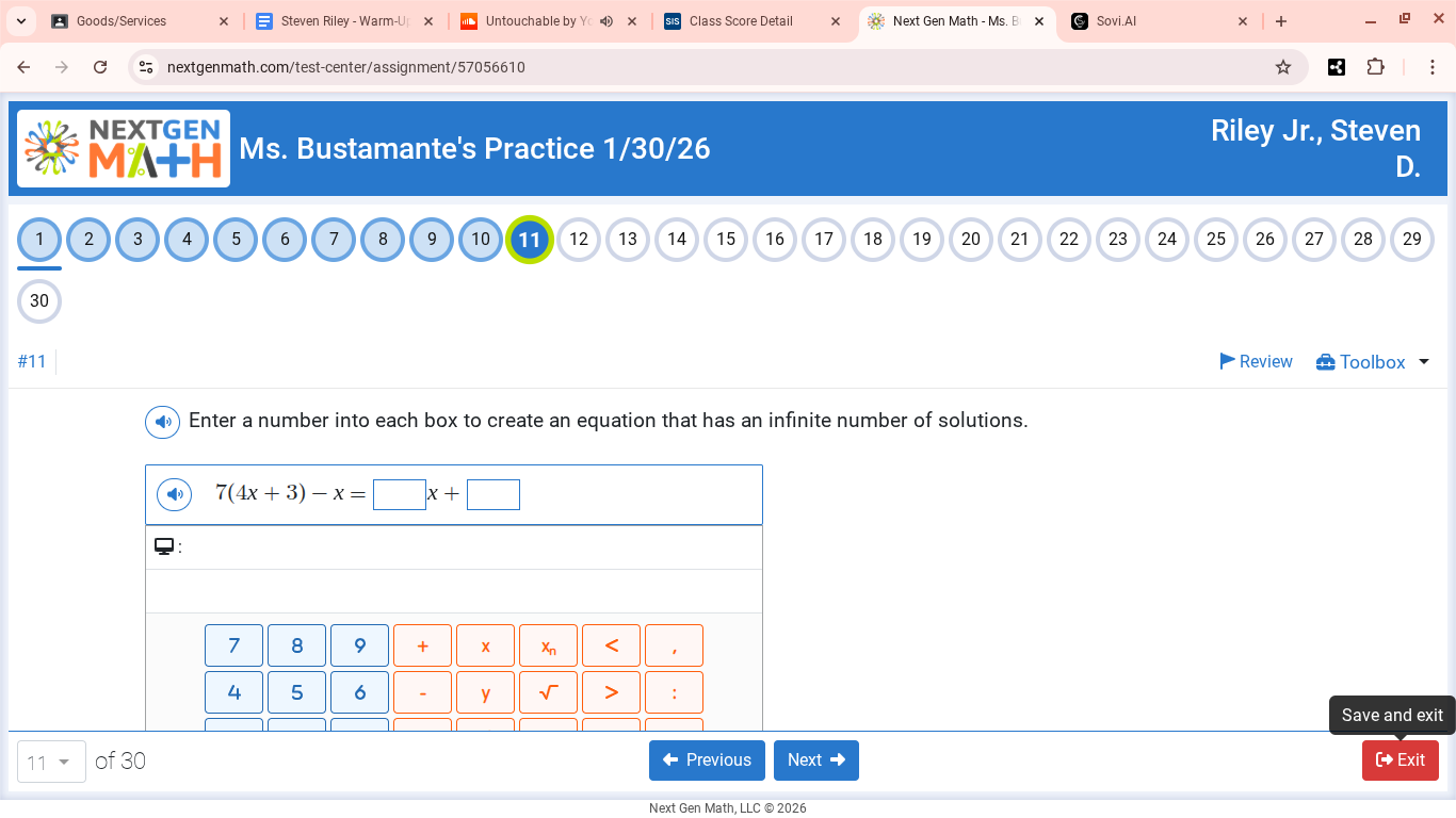 enter a number into each box to create an equation that has an infinite…