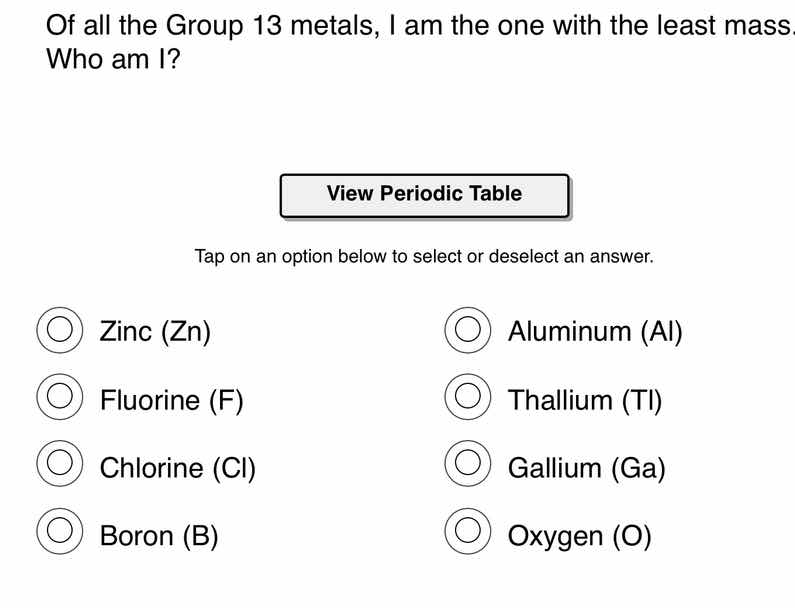 of all the group 13 metals, i am the one with the least mass. who am i?…