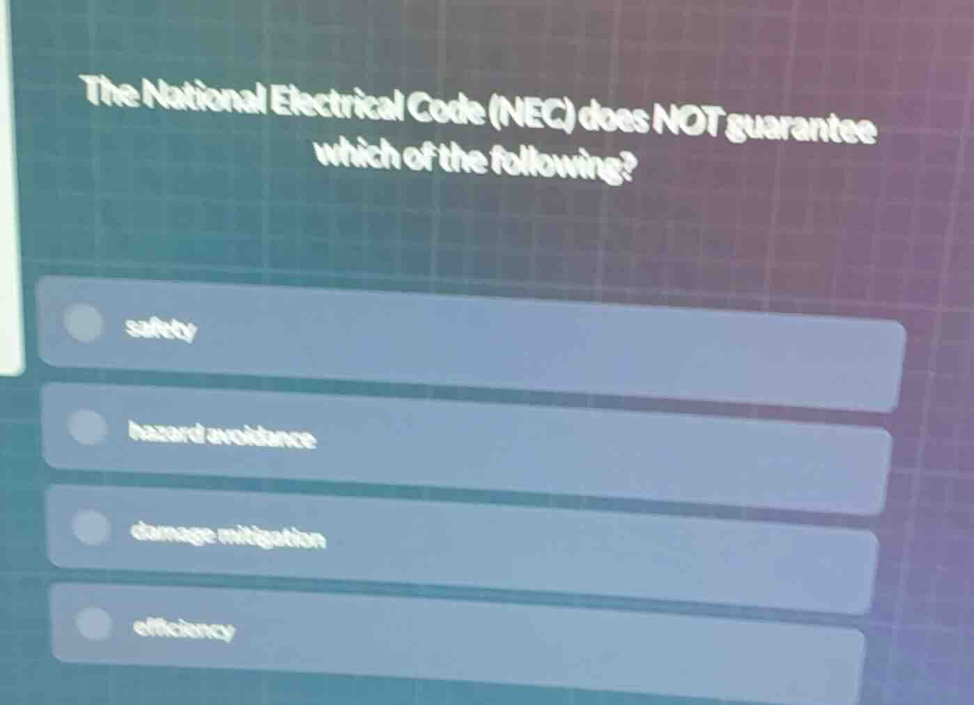 the national electrical code (nec) does not guarantee which of the foll…