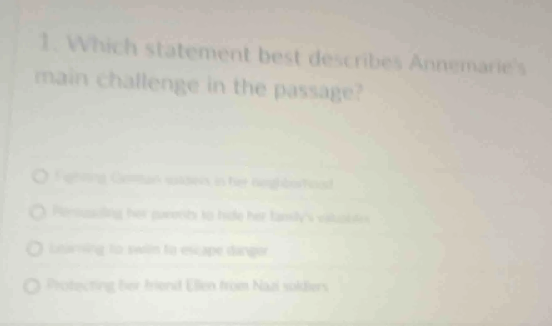 1. which statement best describes annemarie’s main challenge in the pas…