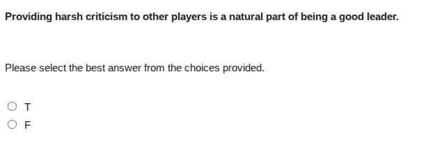 providing harsh criticism to other players is a natural part of being a…