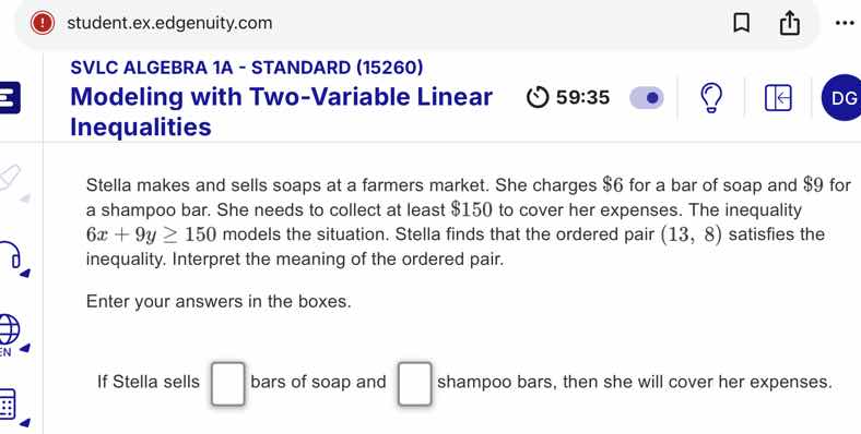 stella makes and sells soaps at a farmers market. she charges $6 for a …