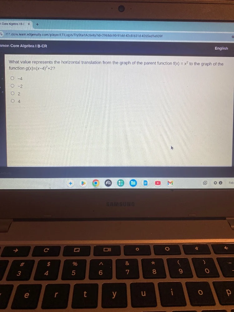 what value represents the horizontal translation from the graph of the …