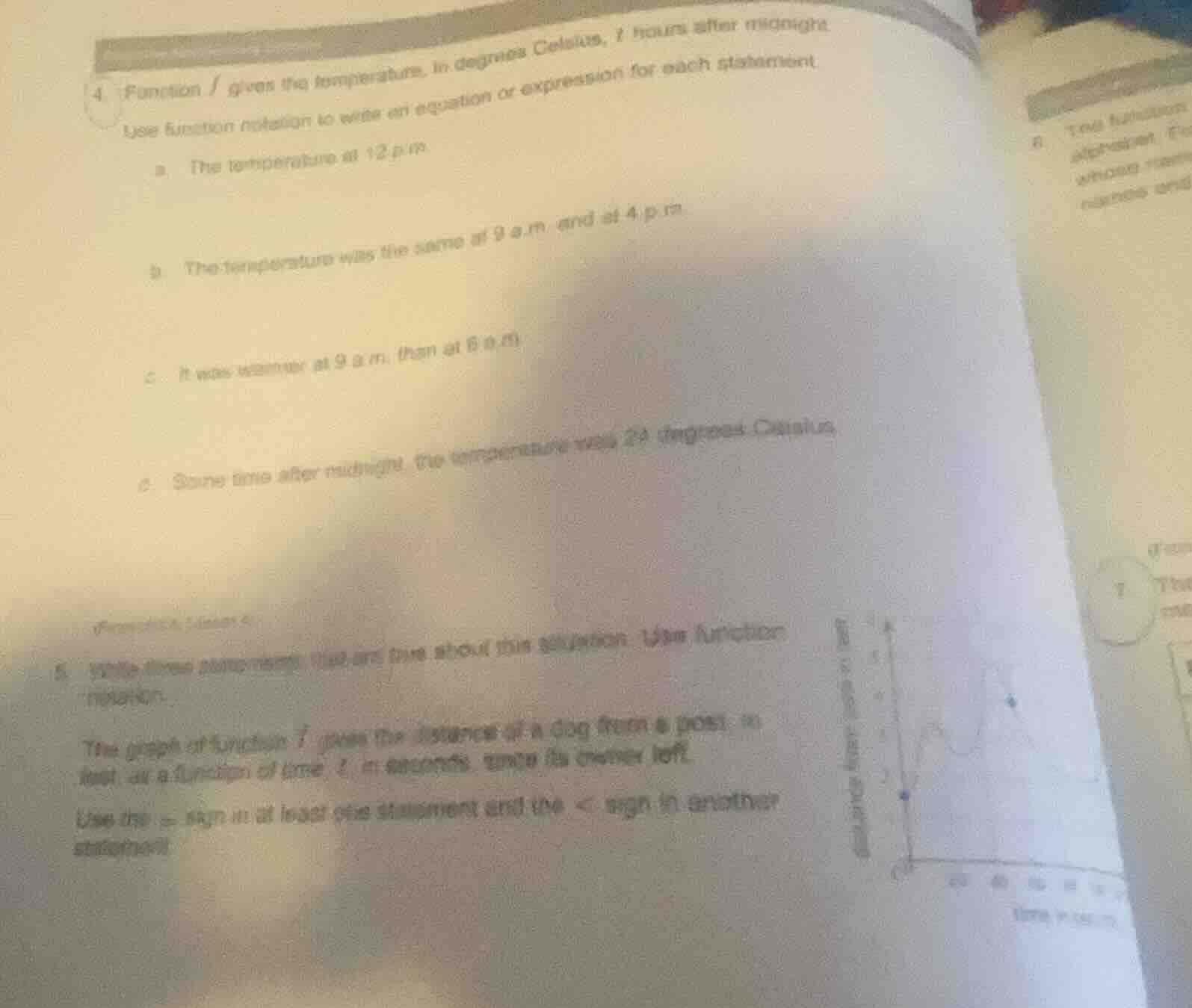 4 function ( j ) gives the temperature, in degrees celsius, ( t ) hours…