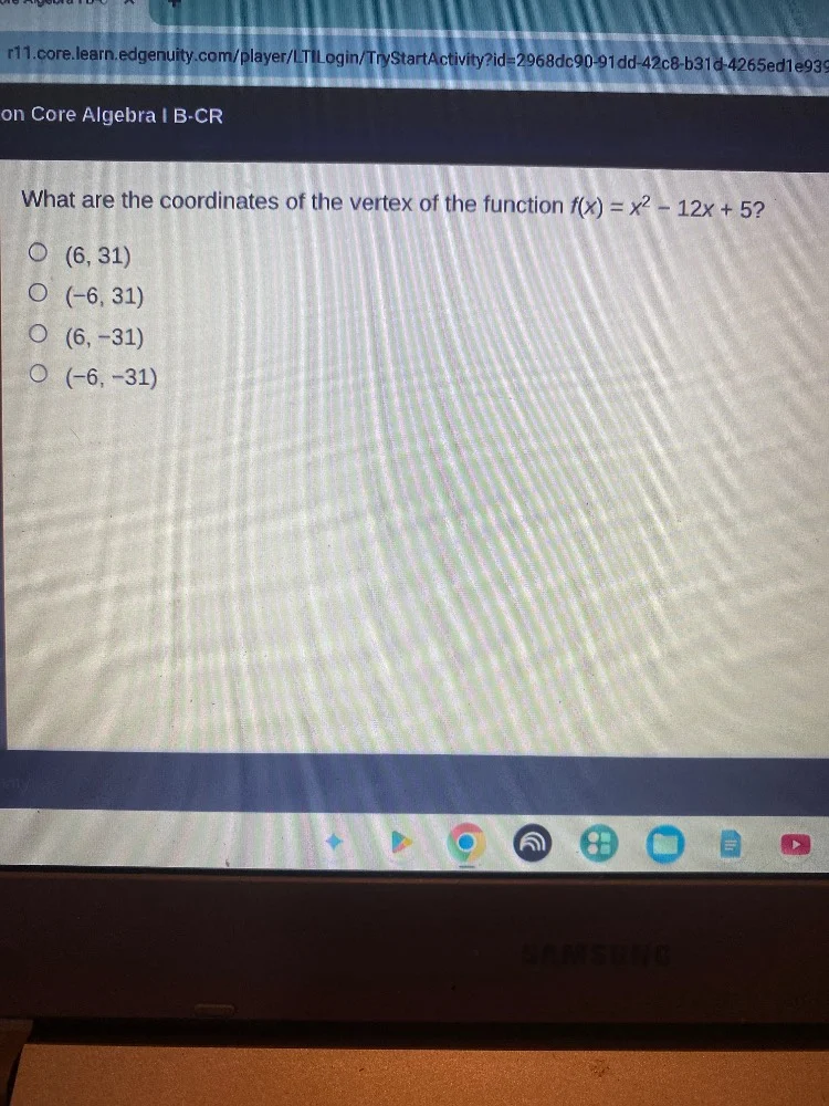 what are the coordinates of the vertex of the function $f(x) = x^2 - 12…
