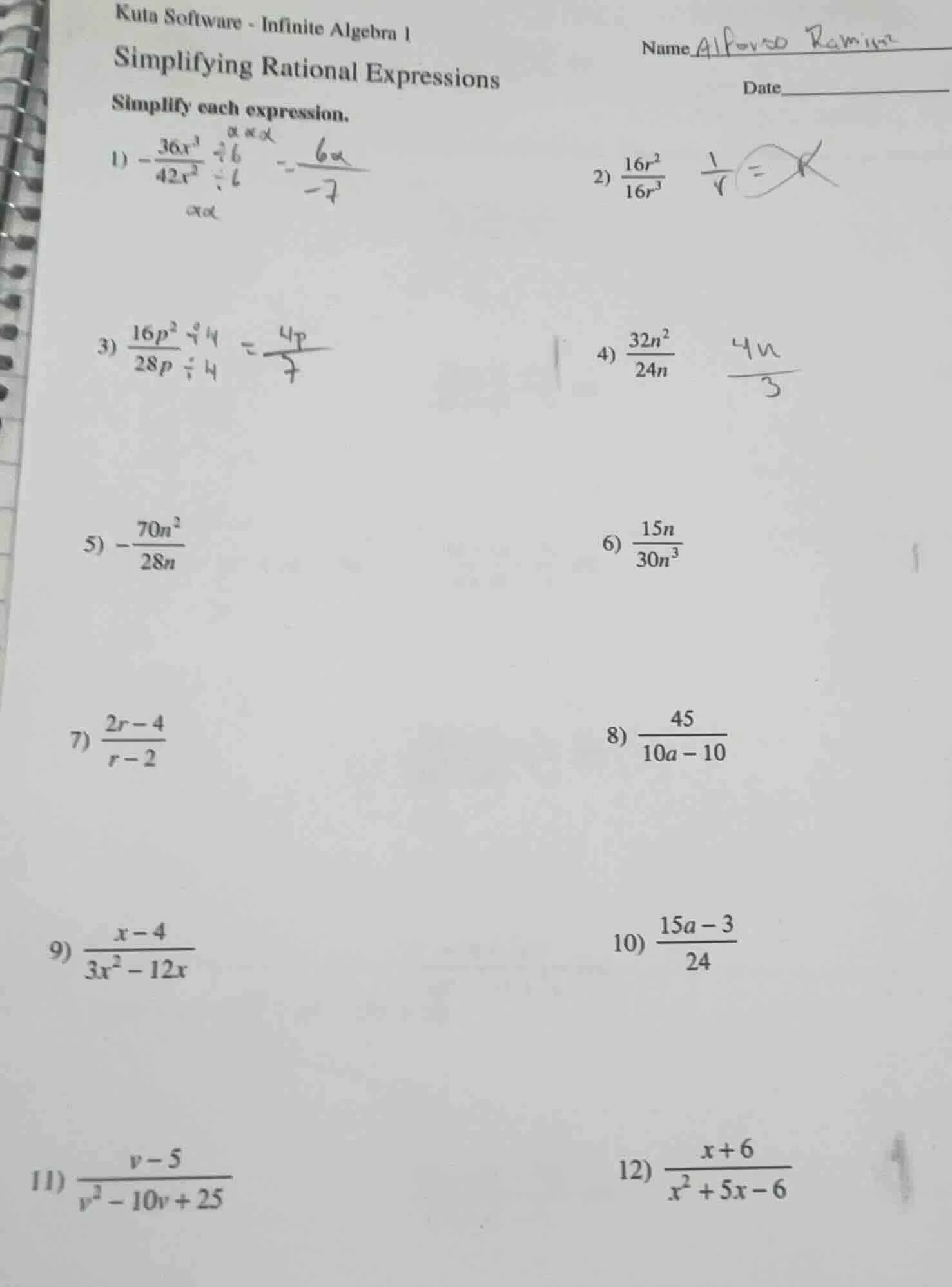 kuta software - infinite algebra 1 simplifying rational expressions sim…