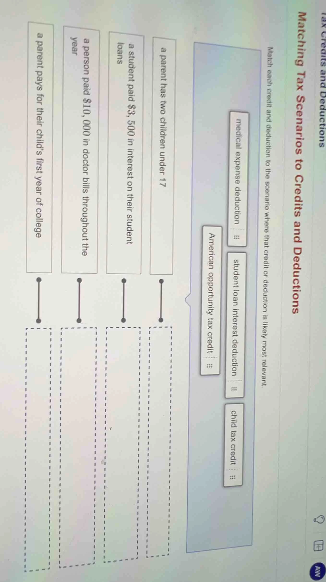 tax credits and deductions matching tax scenarios to credits and deduct…